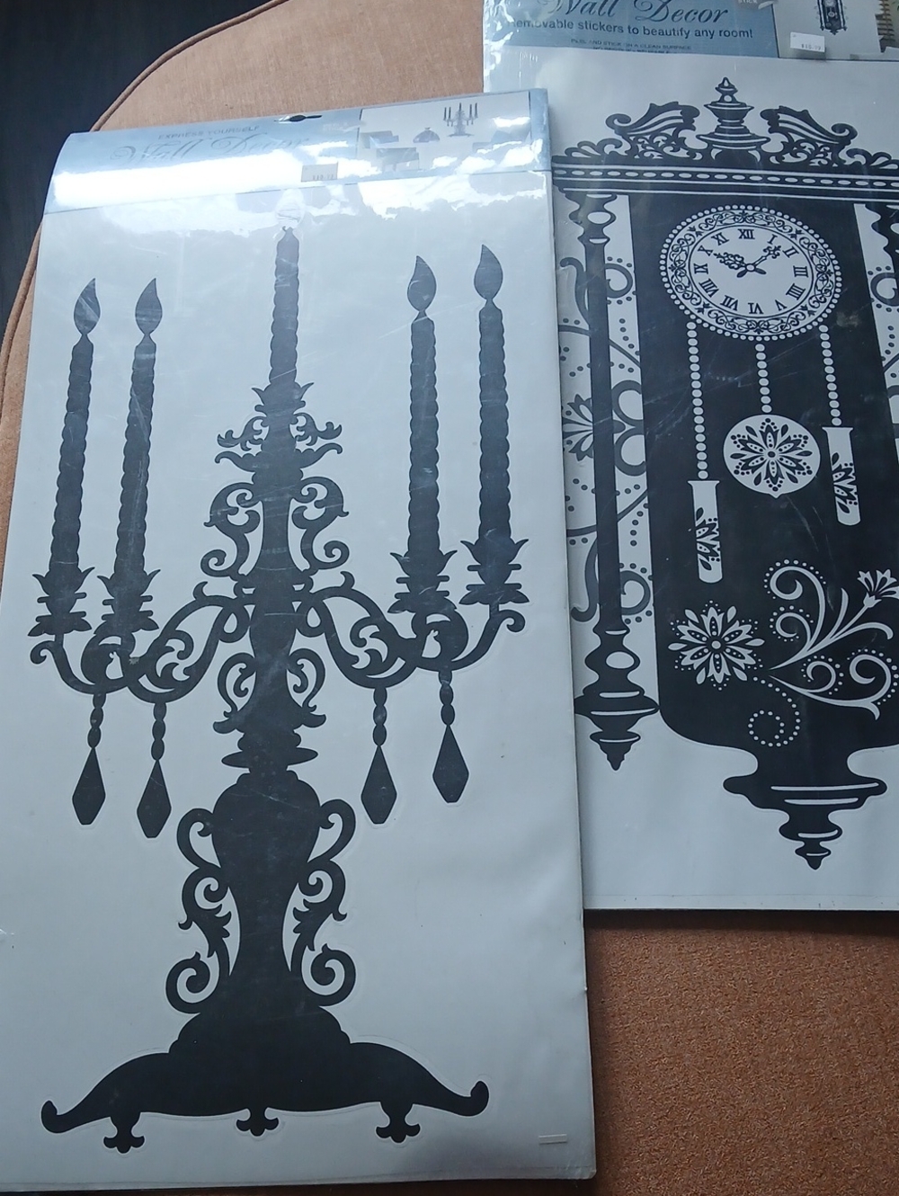Removable Sticker - Black Clock & Candelabra Set